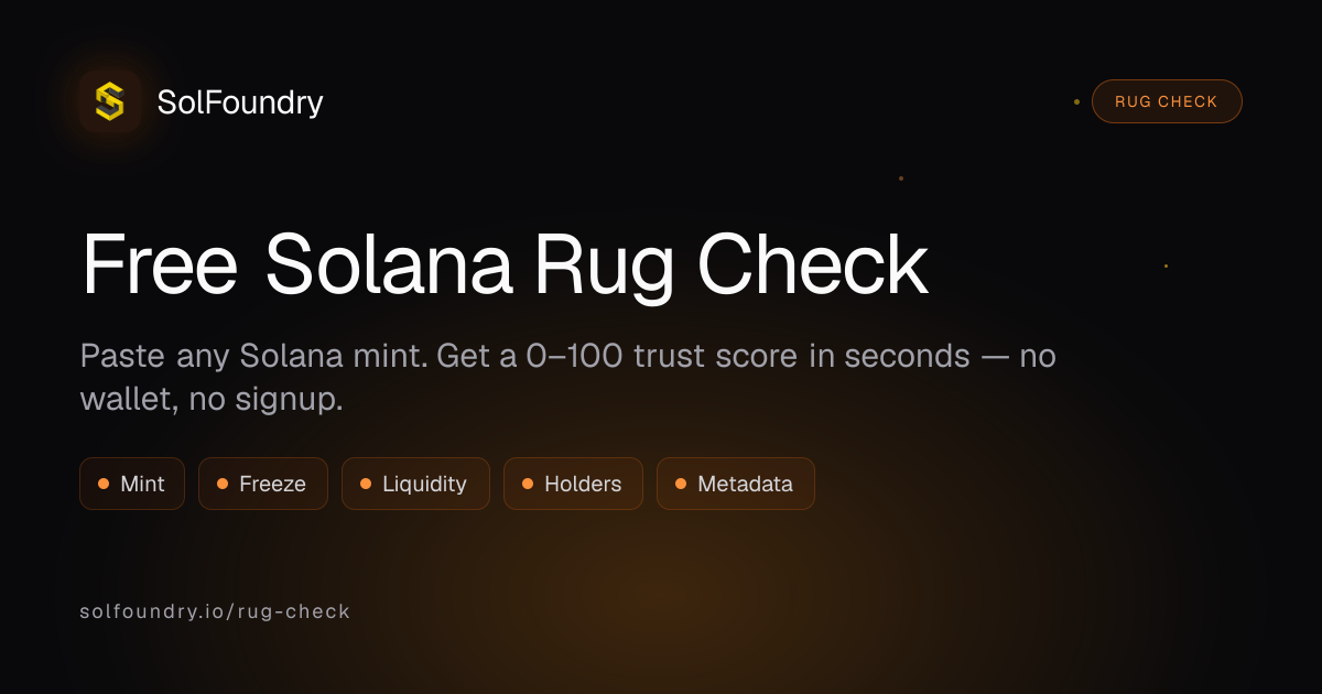 Solana Rug Check — Free Token Safety Scanner | SolFoundry | SolFoundry